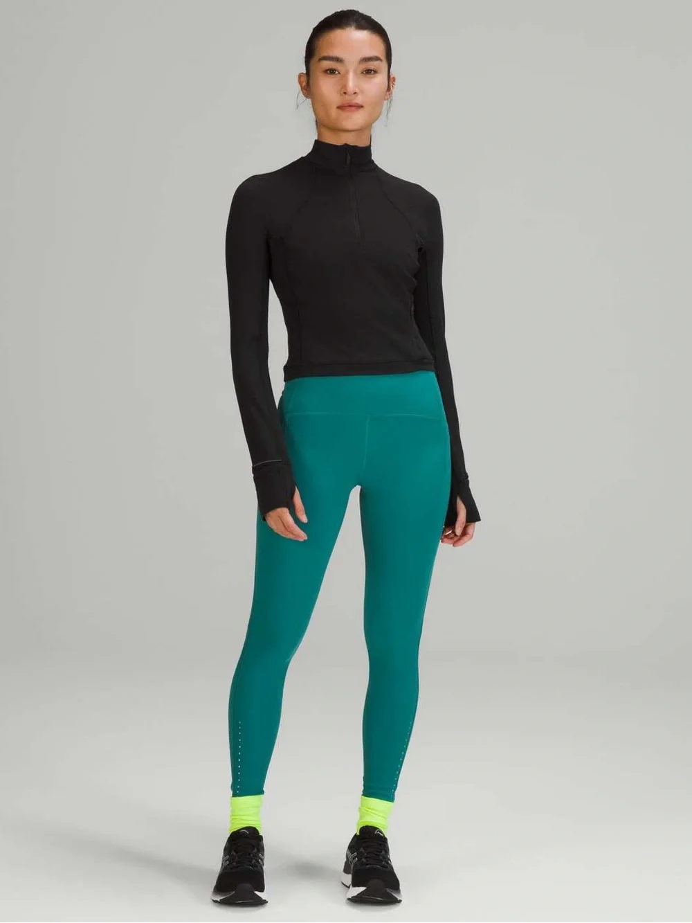 263. Lululemon Its Rulu Run Cropped Half-Zip Black LS size 10 EUC